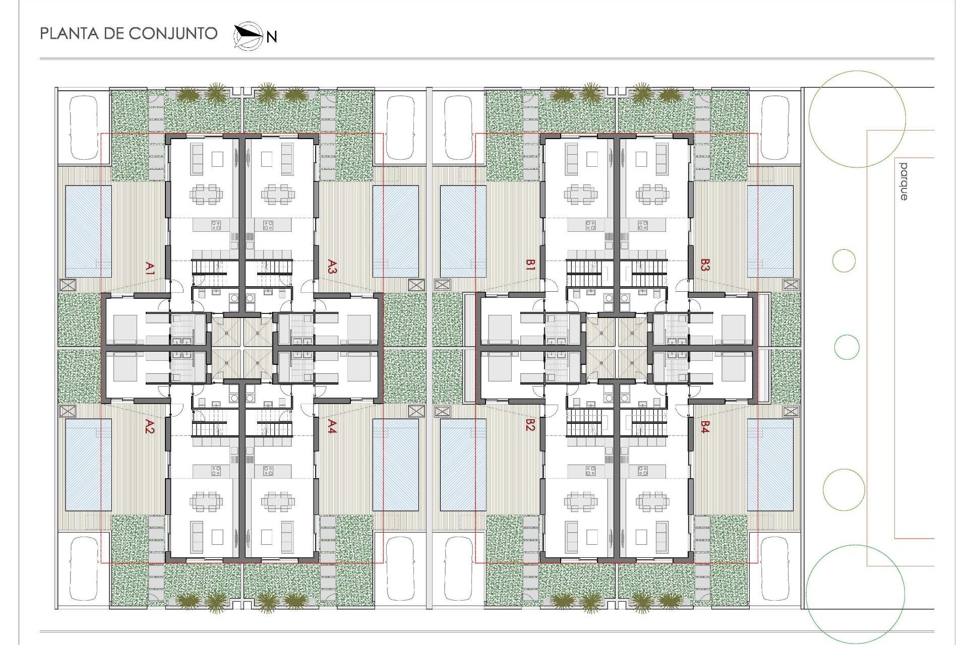 Nieuwbouw Woningen - Vier woningen in één blok - Bigastro - Loma Alta