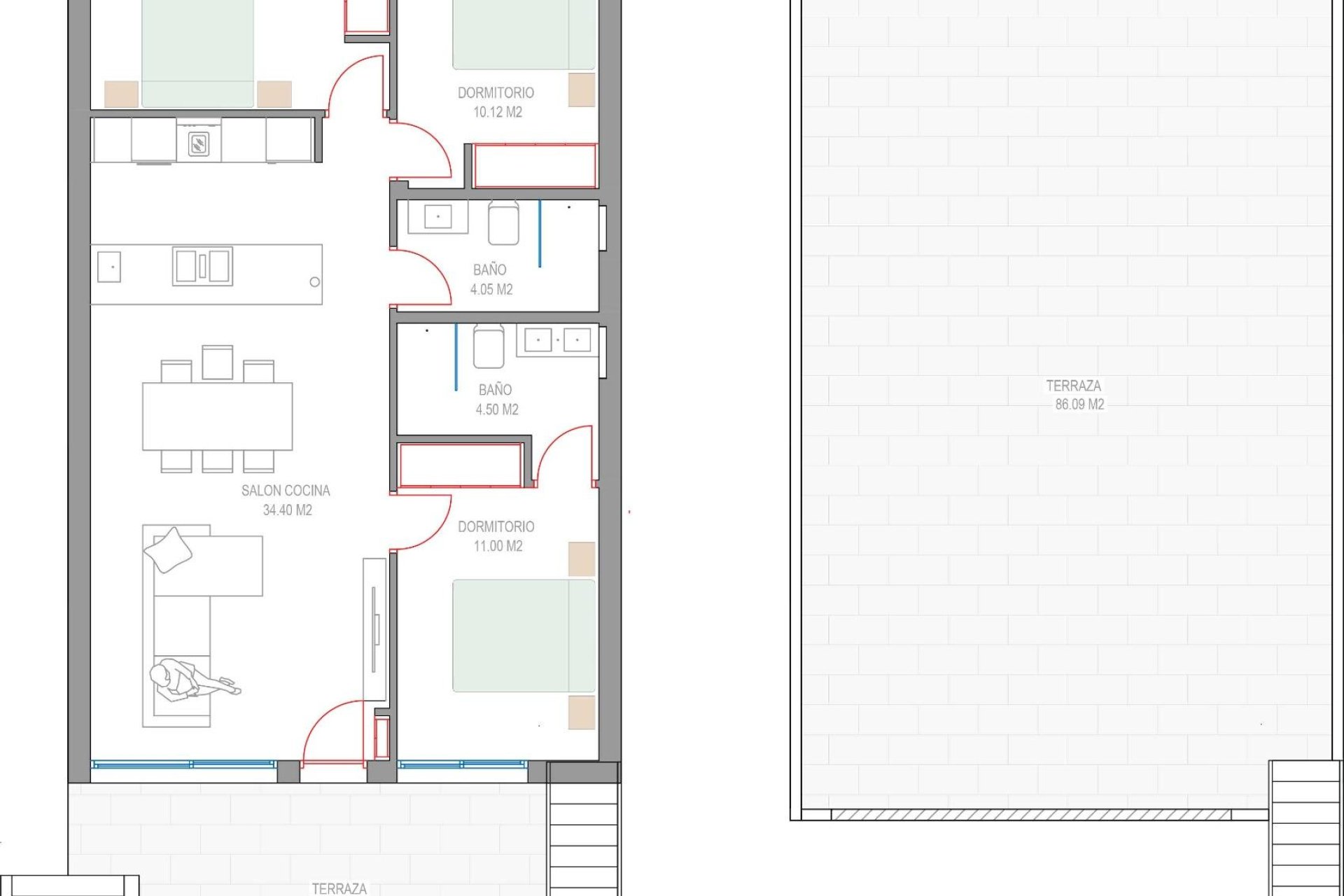 Nowy budynek - Bungalow na najwyższym piętrze - Pilar de la Horadada - Parque del Mediterraneo